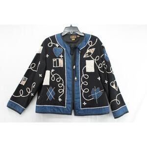 ALLURE Missy Jacket Women’s Medium M Black Coat Tapestry Embroidered Art to Wear